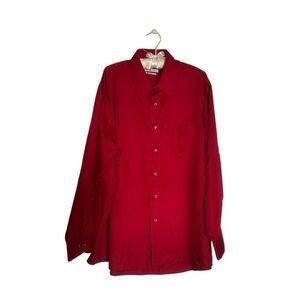 Geoffrey Beene Red Regular Fit Wrinkle Free Button-up Dress Shirt Mens Size 18